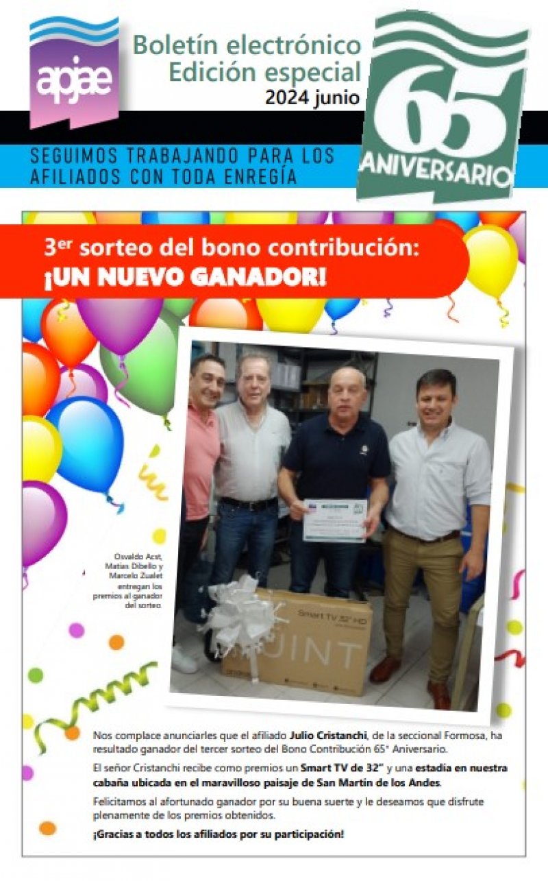 3° SORTEO BONO CONTRIBUCIÓN