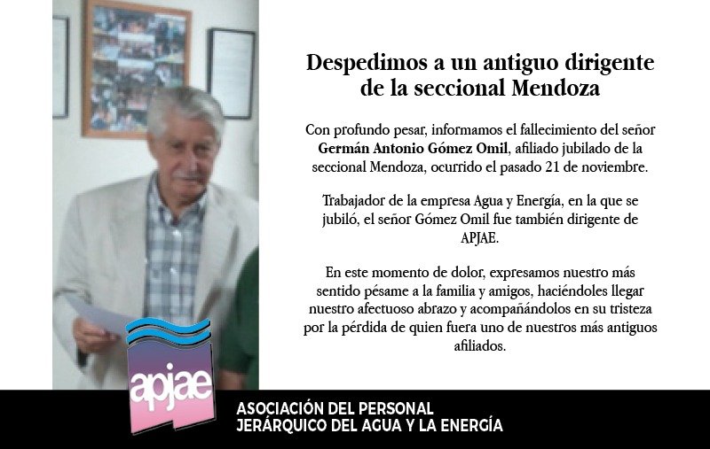 DESPEDIMOS A NUESTRO ANTIGUO DIRIGENTE DE LA SECCIONAL MENDOZA