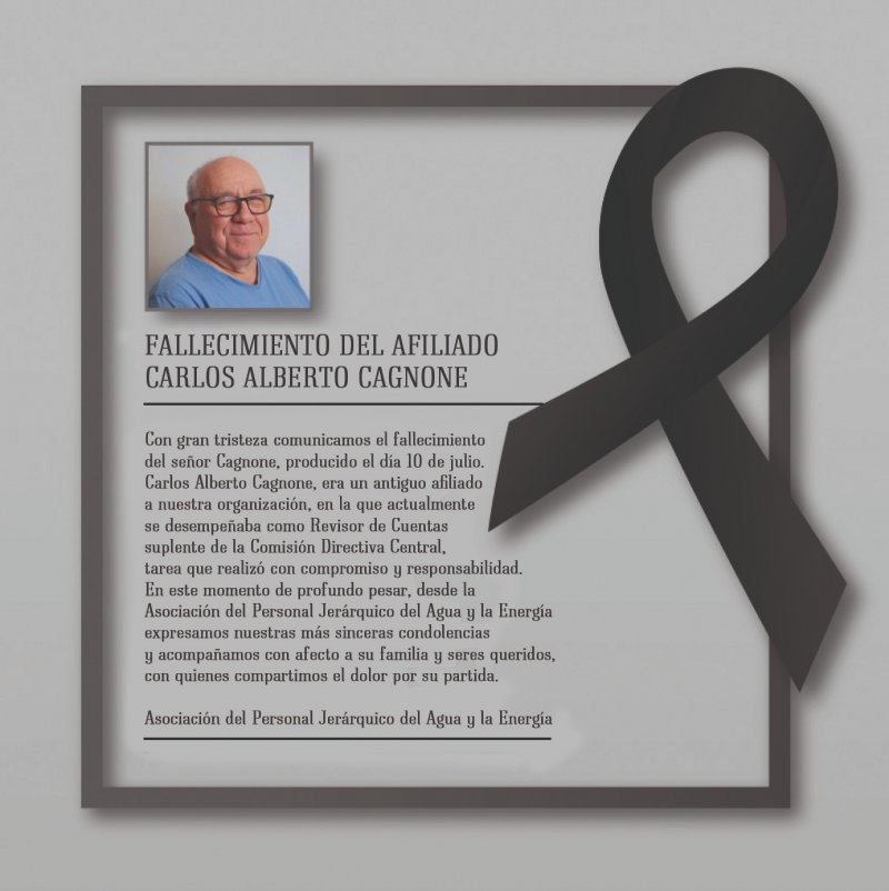 FALLECIMIENTO DEL AFILIADO CARLOS ALBERTO CAGNONE